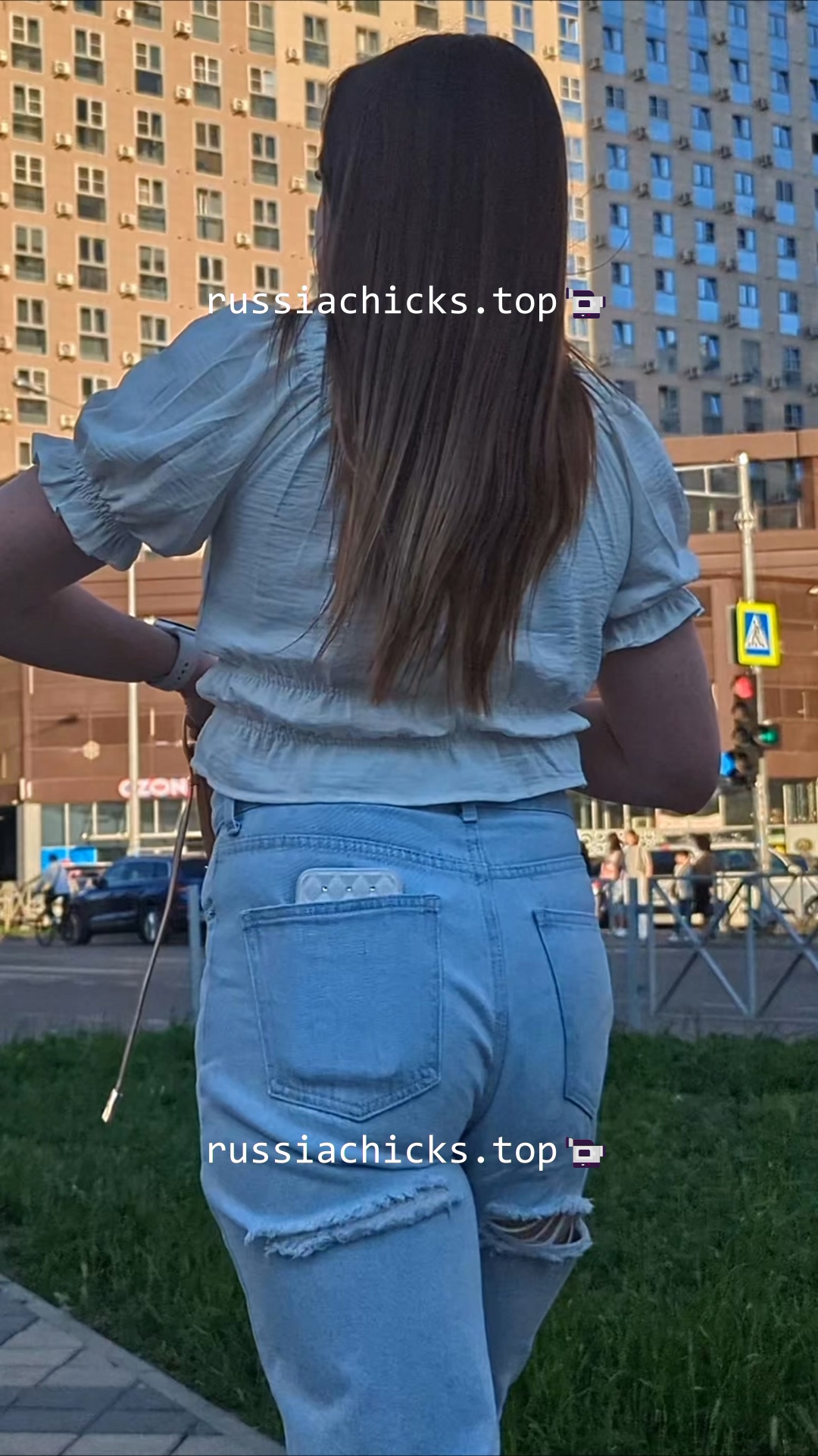 nice girl with small ass on street