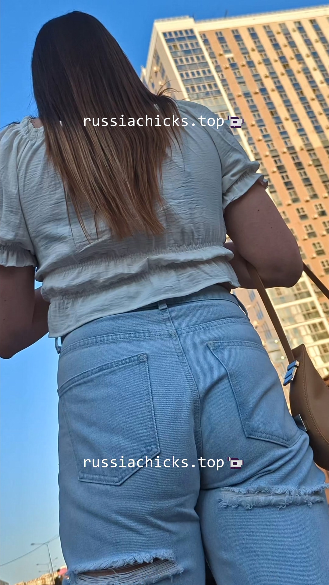 nice girl with small ass on street