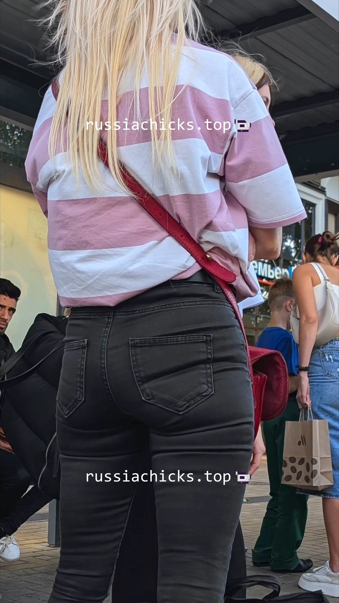 ass woman in very tight jeans