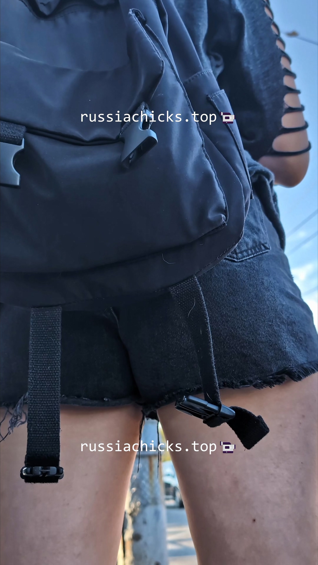 girl in very short shorts on street