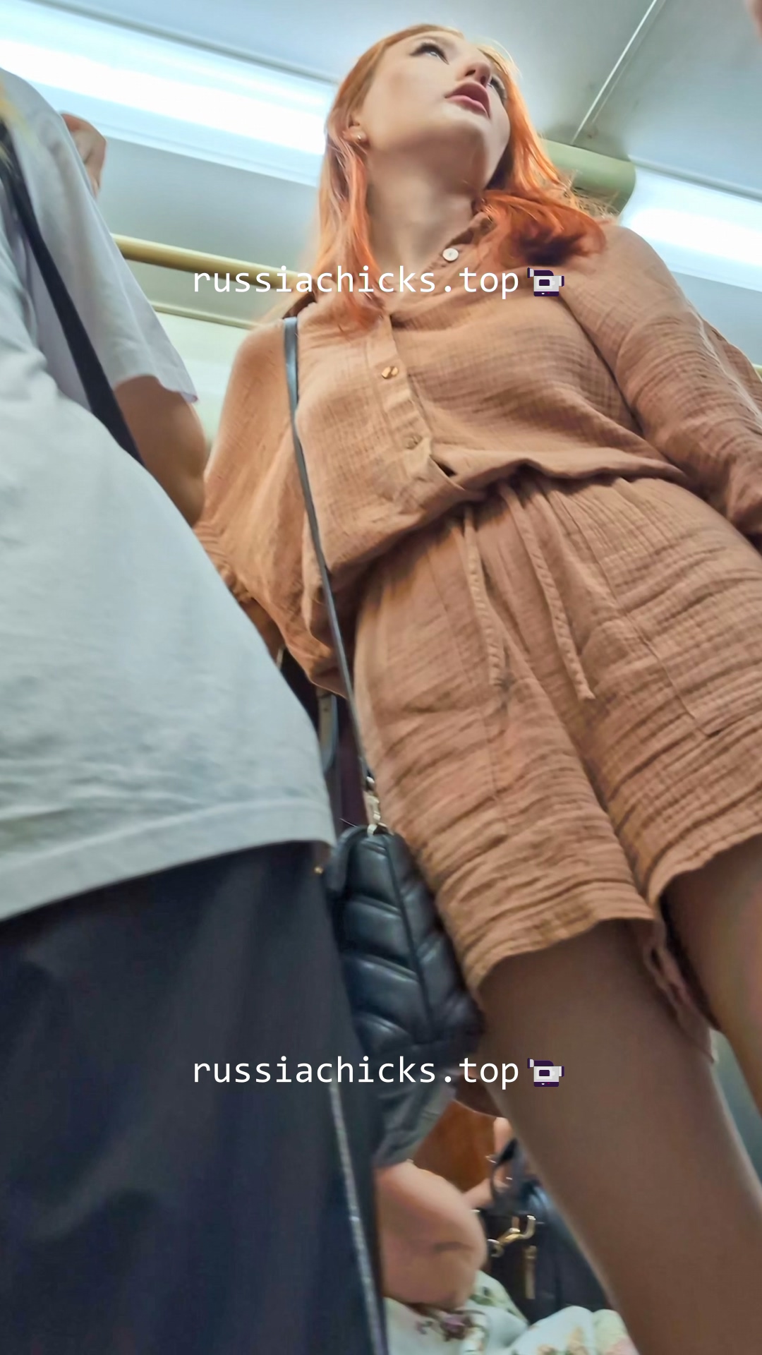 upshorts at sexy girl in tram