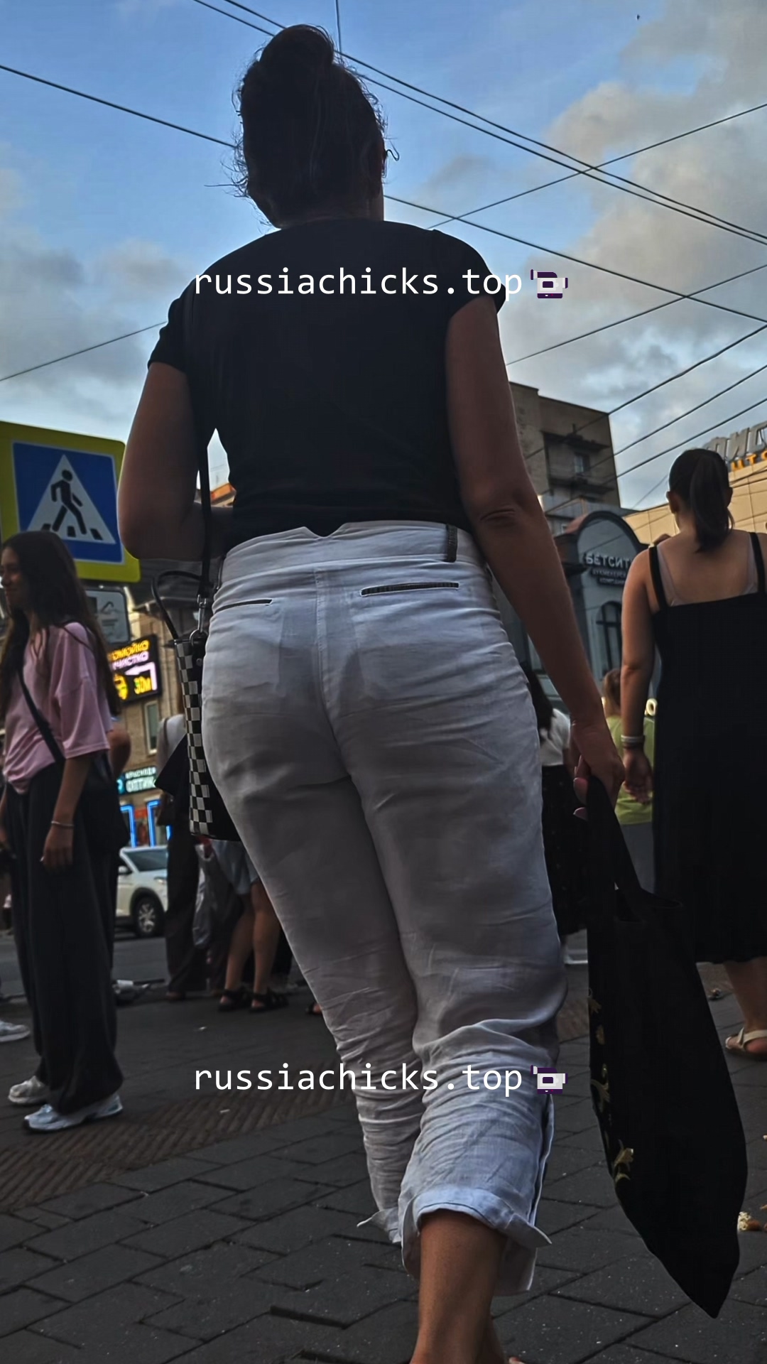 woman ass in see thru white jeans