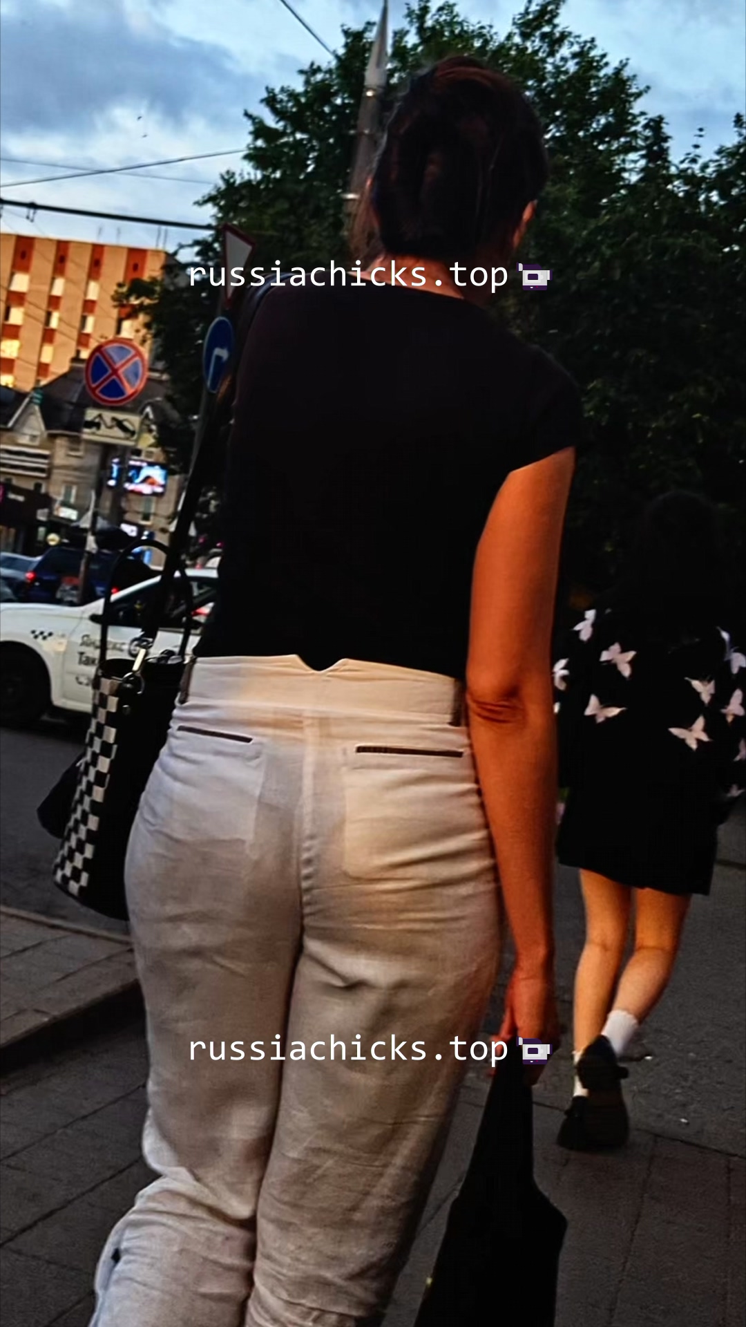 woman ass in see thru white jeans