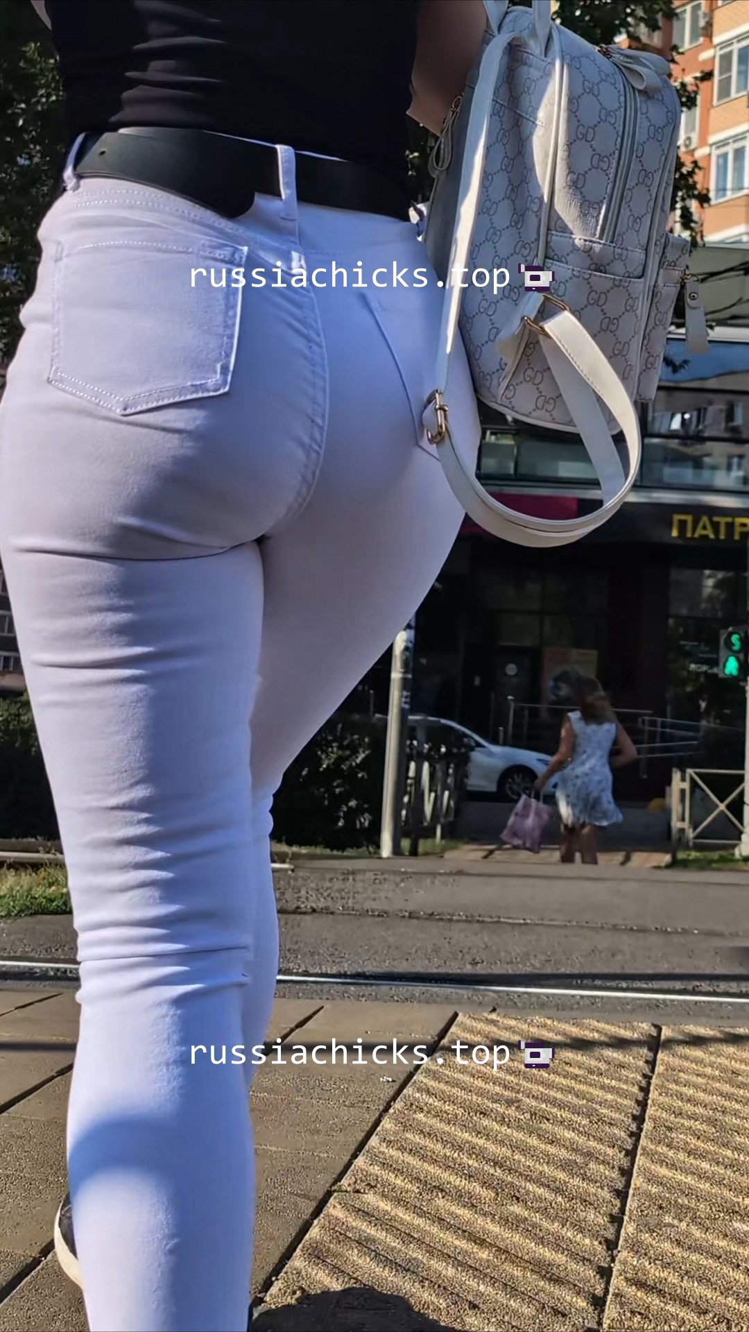 sexy chick in tight white jeans